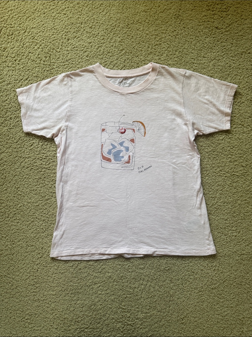 J Crew Pink Graphic T-Shirt with Cocktail